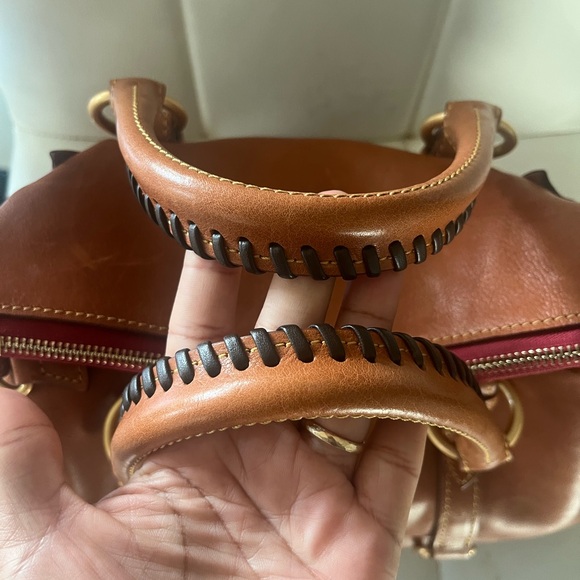 Dooney & Bourke Brown Florentine Leather Shoulder Bag Satchel - Picture 4 of 6